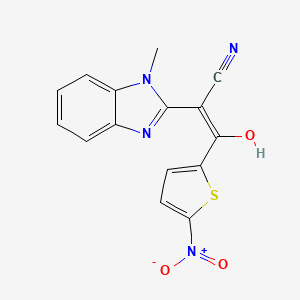 molecular formula C15H10N4O3S B2683232 2-(1-Methyl(3-hydrobenzimidazol-2-ylidene))-3-(5-nitro(2-thienyl))-3-oxopropan enitrile CAS No. 307327-01-1