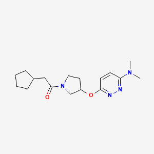 molecular formula C17H26N4O2 B2683238 2-Cyclopentyl-1-(3-((6-(dimethylamino)pyridazin-3-yl)oxy)pyrrolidin-1-yl)ethanone CAS No. 2034447-04-4