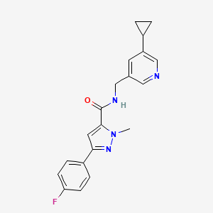 molecular formula C20H19FN4O B2683240 N-((5-环丙基吡啶-3-基)甲基)-3-(4-氟苯基)-1-甲基-1H-吡唑-5-羧酰胺 CAS No. 2034569-21-4