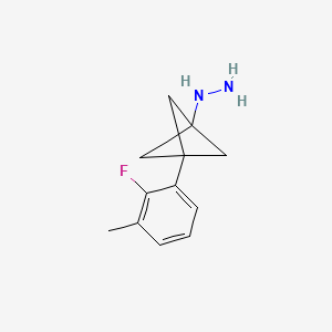 molecular formula C12H15FN2 B2683244 [3-(2-Fluoro-3-methylphenyl)-1-bicyclo[1.1.1]pentanyl]hydrazine CAS No. 2287310-24-9