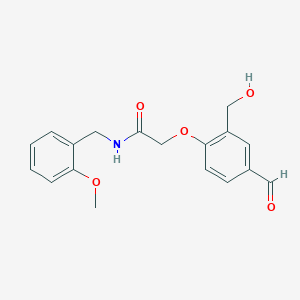 molecular formula C18H19NO5 B2683249 2-[4-formyl-2-(hydroxymethyl)phenoxy]-N-[(2-methoxyphenyl)methyl]acetamide CAS No. 1798762-81-8