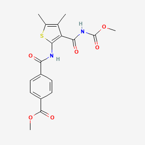 molecular formula C18H18N2O6S B2683253 Methyl 4-[[3-(methoxycarbonylcarbamoyl)-4,5-dimethylthiophen-2-yl]carbamoyl]benzoate CAS No. 896306-61-9