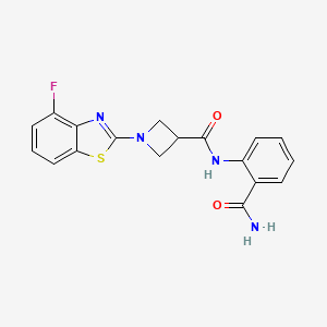 molecular formula C18H15FN4O2S B2683255 N-(2-carbamoylphenyl)-1-(4-fluoro-1,3-benzothiazol-2-yl)azetidine-3-carboxamide CAS No. 1286719-69-4