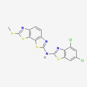 molecular formula C16H8Cl2N4S4 B2683271 N-(4,6-dichloro-1,3-benzothiazol-2-yl)-2-methylsulfanyl-[1,3]thiazolo[4,5-g][1,3]benzothiazol-7-amine CAS No. 1286709-40-7