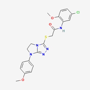 molecular formula C20H20ClN5O3S B2683273 N-(5-chloro-2-methoxyphenyl)-2-((7-(4-methoxyphenyl)-6,7-dihydro-5H-imidazo[2,1-c][1,2,4]triazol-3-yl)thio)acetamide CAS No. 921580-57-6