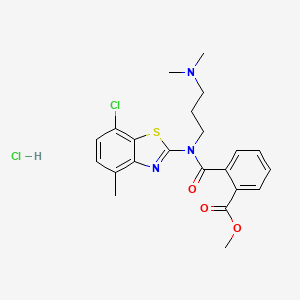 molecular formula C22H25Cl2N3O3S B2683333 Methyl 2-((7-chloro-4-methylbenzo[d]thiazol-2-yl)(3-(dimethylamino)propyl)carbamoyl)benzoate hydrochloride CAS No. 1351618-63-7