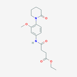 molecular formula C18H24N2O5 B2683352 ethyl 3-{[3-methoxy-4-(2-oxopiperidin-1-yl)phenyl]carbamoyl}propanoate CAS No. 922979-30-4