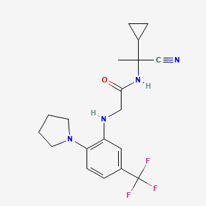 molecular formula C19H23F3N4O B2683363 N-(1-Cyano-1-cyclopropylethyl)-2-[2-pyrrolidin-1-yl-5-(trifluoromethyl)anilino]acetamide CAS No. 1043119-89-6