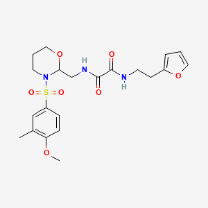 molecular formula C21H27N3O7S B2683397 N-[2-(furan-2-yl)ethyl]-N'-{[3-(4-methoxy-3-methylbenzenesulfonyl)-1,3-oxazinan-2-yl]methyl}ethanediamide CAS No. 872986-46-4