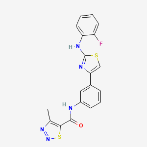 B2683445 N-(3-(2-((2-fluorophenyl)amino)thiazol-4-yl)phenyl)-4-methyl-1,2,3-thiadiazole-5-carboxamide CAS No. 1797641-70-3