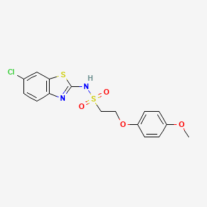 molecular formula C16H15ClN2O4S2 B2683479 N-(6-chloro-1,3-benzothiazol-2-yl)-2-(4-methoxyphenoxy)ethane-1-sulfonamide CAS No. 1351590-07-2