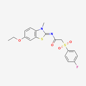 (E)-N-(6-ethoxy-3-methylbenzo[d]thiazol-2(3H)-ylidene)-2-((4-fluorophenyl)sulfonyl)acetamide