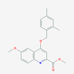 molecular formula C21H21NO4 B2683501 METHYL 4-[(2,4-DIMETHYLPHENYL)METHOXY]-6-METHOXYQUINOLINE-2-CARBOXYLATE CAS No. 1358224-27-7