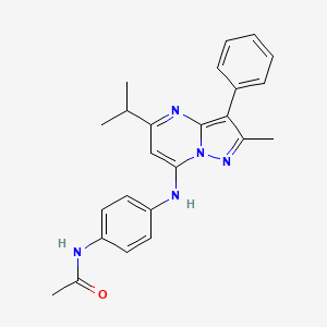 molecular formula C24H25N5O B2683505 N-(4-{[2-methyl-3-phenyl-5-(propan-2-yl)pyrazolo[1,5-a]pyrimidin-7-yl]amino}phenyl)acetamide CAS No. 896830-11-8