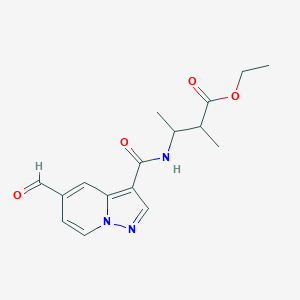 molecular formula C16H19N3O4 B2683555 Ethyl 3-({5-formylpyrazolo[1,5-A]pyridin-3-YL}formamido)-2-methylbutanoate CAS No. 2128717-93-9