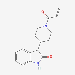 molecular formula C16H18N2O2 B2683579 3-(1-Prop-2-enoylpiperidin-4-yl)-1,3-dihydroindol-2-one CAS No. 2249427-53-8