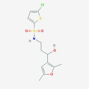 molecular formula C13H16ClNO4S2 B2683586 5-chloro-N-(3-(2,5-dimethylfuran-3-yl)-3-hydroxypropyl)thiophene-2-sulfonamide CAS No. 1421483-74-0