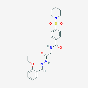 (E)-N-(2-(2-(2-ethoxybenzylidene)hydrazinyl)-2-oxoethyl)-4-(piperidin-1-ylsulfonyl)benzamide