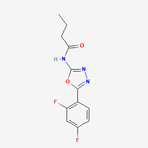 molecular formula C12H11F2N3O2 B2683600 N-[5-(2,4-difluorophenyl)-1,3,4-oxadiazol-2-yl]butanamide CAS No. 1170407-90-5