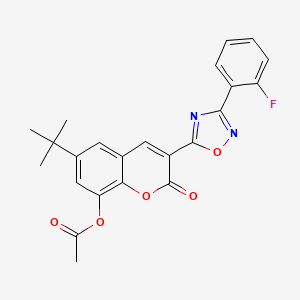molecular formula C23H19FN2O5 B2683614 6-tert-butyl-3-[3-(2-fluorophenyl)-1,2,4-oxadiazol-5-yl]-2-oxo-2H-chromen-8-yl acetate CAS No. 931352-43-1