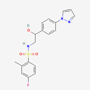 4-Fluoro-N-[2-hydroxy-2-(4-pyrazol-1-ylphenyl)ethyl]-2-methylbenzenesulfonamide