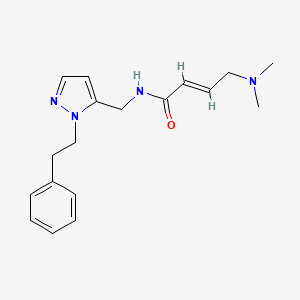 (E)-4-(Dimethylamino)-N-[[2-(2-phenylethyl)pyrazol-3-yl]methyl]but-2-enamide