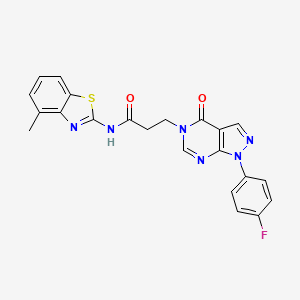 molecular formula C22H17FN6O2S B2683621 3-(1-(4-fluorophenyl)-4-oxo-1H-pyrazolo[3,4-d]pyrimidin-5(4H)-yl)-N-(4-methylbenzo[d]thiazol-2-yl)propanamide CAS No. 946283-22-3