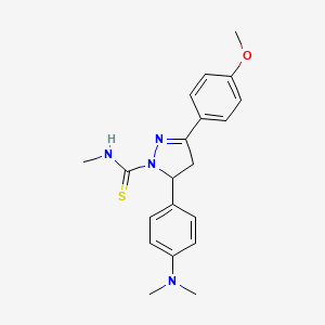 molecular formula C20H24N4OS B2683690 5-[4-(dimethylamino)phenyl]-3-(4-methoxyphenyl)-N-methyl-4,5-dihydro-1H-pyrazole-1-carbothioamide CAS No. 394238-96-1