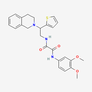 molecular formula C25H27N3O4S B2683701 N'-(3,4-dimethoxyphenyl)-N-[2-(1,2,3,4-tetrahydroisoquinolin-2-yl)-2-(thiophen-2-yl)ethyl]ethanediamide CAS No. 898424-88-9
