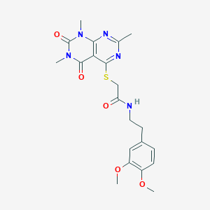 molecular formula C21H25N5O5S B2683707 N-[2-(3,4-dimethoxyphenyl)ethyl]-2-({2,6,8-trimethyl-5,7-dioxo-5H,6H,7H,8H-[1,3]diazino[4,5-d]pyrimidin-4-yl}sulfanyl)acetamide CAS No. 852168-46-8