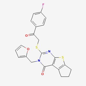 2-((2-(4-fluorophenyl)-2-oxoethyl)thio)-3-(furan-2-ylmethyl)-6,7-dihydro-3H-cyclopenta[4,5]thieno[2,3-d]pyrimidin-4(5H)-one