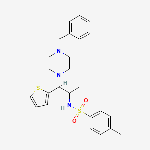 molecular formula C25H31N3O2S2 B2683723 N-(1-(4-benzylpiperazin-1-yl)-1-(thiophen-2-yl)propan-2-yl)-4-methylbenzenesulfonamide CAS No. 887206-90-8