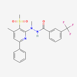 molecular formula C22H20F3N3O3S B2683729 N'-methyl-N'-[4-methyl-3-(methylsulfonyl)-6-phenyl-2-pyridinyl]-3-(trifluoromethyl)benzenecarbohydrazide CAS No. 303986-73-4
