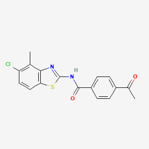 4-acetyl-N-(5-chloro-4-methyl-1,3-benzothiazol-2-yl)benzamide