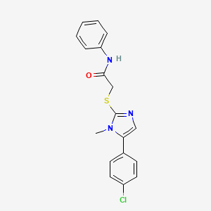 molecular formula C18H16ClN3OS B2683795 2-((5-(4-chlorophenyl)-1-methyl-1H-imidazol-2-yl)thio)-N-phenylacetamide CAS No. 932352-62-0