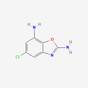molecular formula C7H6ClN3O B2683806 5-CHLORO-1,3-BENZOXAZOLE-2,7-DIAMINE CAS No. 1527772-69-5