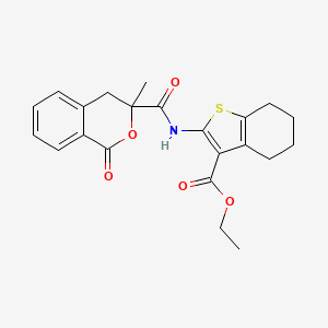 molecular formula C22H23NO5S B2683825 ethyl 2-{[(3-methyl-1-oxo-3,4-dihydro-1H-isochromen-3-yl)carbonyl]amino}-4,5,6,7-tetrahydro-1-benzothiophene-3-carboxylate CAS No. 708283-17-4