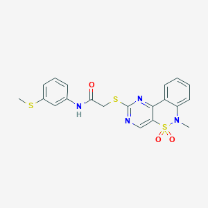 2-((6-methyl-5,5-dioxido-6H-benzo[c]pyrimido[4,5-e][1,2]thiazin-2-yl)thio)-N-(3-(methylthio)phenyl)acetamide