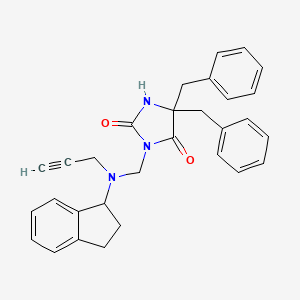 5,5-dibenzyl-3-{[(2,3-dihydro-1H-inden-1-yl)(prop-2-yn-1-yl)amino]methyl}imidazolidine-2,4-dione