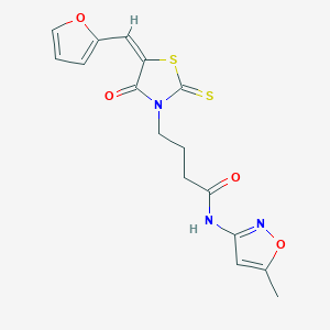(E)-4-(5-(furan-2-ylmethylene)-4-oxo-2-thioxothiazolidin-3-yl)-N-(5-methylisoxazol-3-yl)butanamide