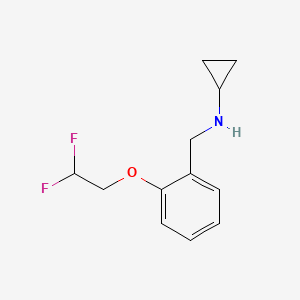 molecular formula C12H15F2NO B2683865 N-{[2-(2,2-difluoroethoxy)phenyl]methyl}cyclopropanamine CAS No. 1184769-72-9