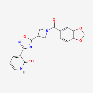 3-(5-(1-(benzo[d][1,3]dioxole-5-carbonyl)azetidin-3-yl)-1,2,4-oxadiazol-3-yl)pyridin-2(1H)-one