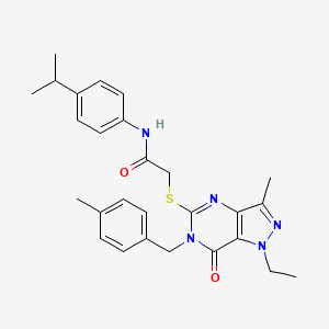 2-((1-ethyl-3-methyl-6-(4-methylbenzyl)-7-oxo-6,7-dihydro-1H-pyrazolo[4,3-d]pyrimidin-5-yl)thio)-N-(4-isopropylphenyl)acetamide