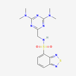 molecular formula C14H18N8O2S2 B2683970 N-{[4,6-bis(dimethylamino)-1,3,5-triazin-2-yl]methyl}-2,1,3-benzothiadiazole-4-sulfonamide CAS No. 2034419-46-8