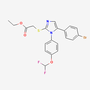 molecular formula C20H17BrF2N2O3S B2683979 ethyl 2-((5-(4-bromophenyl)-1-(4-(difluoromethoxy)phenyl)-1H-imidazol-2-yl)thio)acetate CAS No. 1226427-68-4