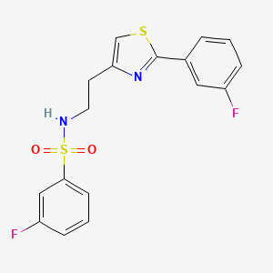molecular formula C17H14F2N2O2S2 B2684004 3-fluoro-N-{2-[2-(3-fluorophenyl)-1,3-thiazol-4-yl]ethyl}benzene-1-sulfonamide CAS No. 946204-48-4