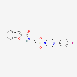 molecular formula C21H22FN3O4S B2684005 N-(2-((4-(4-fluorophenyl)piperazin-1-yl)sulfonyl)ethyl)benzofuran-2-carboxamide CAS No. 897618-99-4
