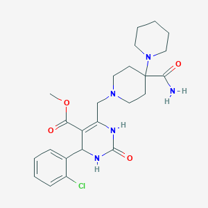 molecular formula C24H32ClN5O4 B2684006 Methyl 6-({4'-carbamoyl-[1,4'-bipiperidine]-1'-yl}methyl)-4-(2-chlorophenyl)-2-oxo-1,2,3,4-tetrahydropyrimidine-5-carboxylate CAS No. 1252928-51-0