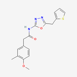 2-(4-methoxy-3-methylphenyl)-N-(5-(thiophen-2-ylmethyl)-1,3,4-oxadiazol-2-yl)acetamide