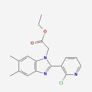 molecular formula C18H18ClN3O2 B2684035 ethyl 2-[2-(2-chloro-3-pyridinyl)-5,6-dimethyl-1H-1,3-benzimidazol-1-yl]acetate CAS No. 344278-84-8